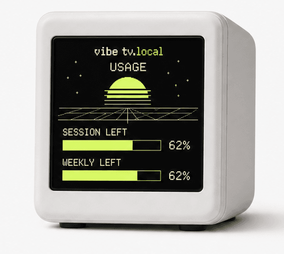 VibeTV device showing the current usage theme